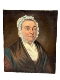 Oil Painting on Canvas Folk Art Portrait Old Woman