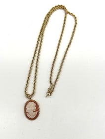 14k Gold Cameo on 14k Gold Chain
