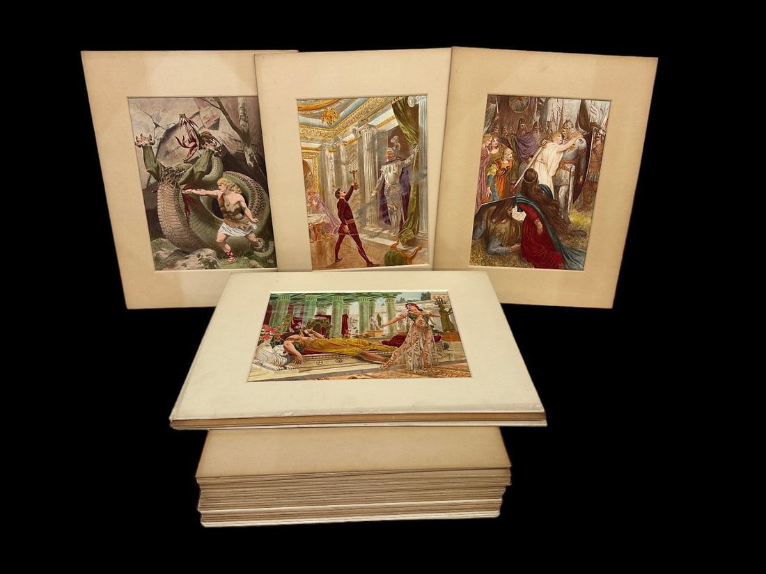 (27) 1899 J.W. Buel "The Great Operas" Watercolor Paintings Matted The Societe Universelle Lyrique (1 of 12)