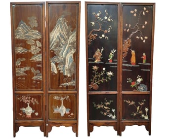Double Side 2 Panel Lacquered Coromandel Screen