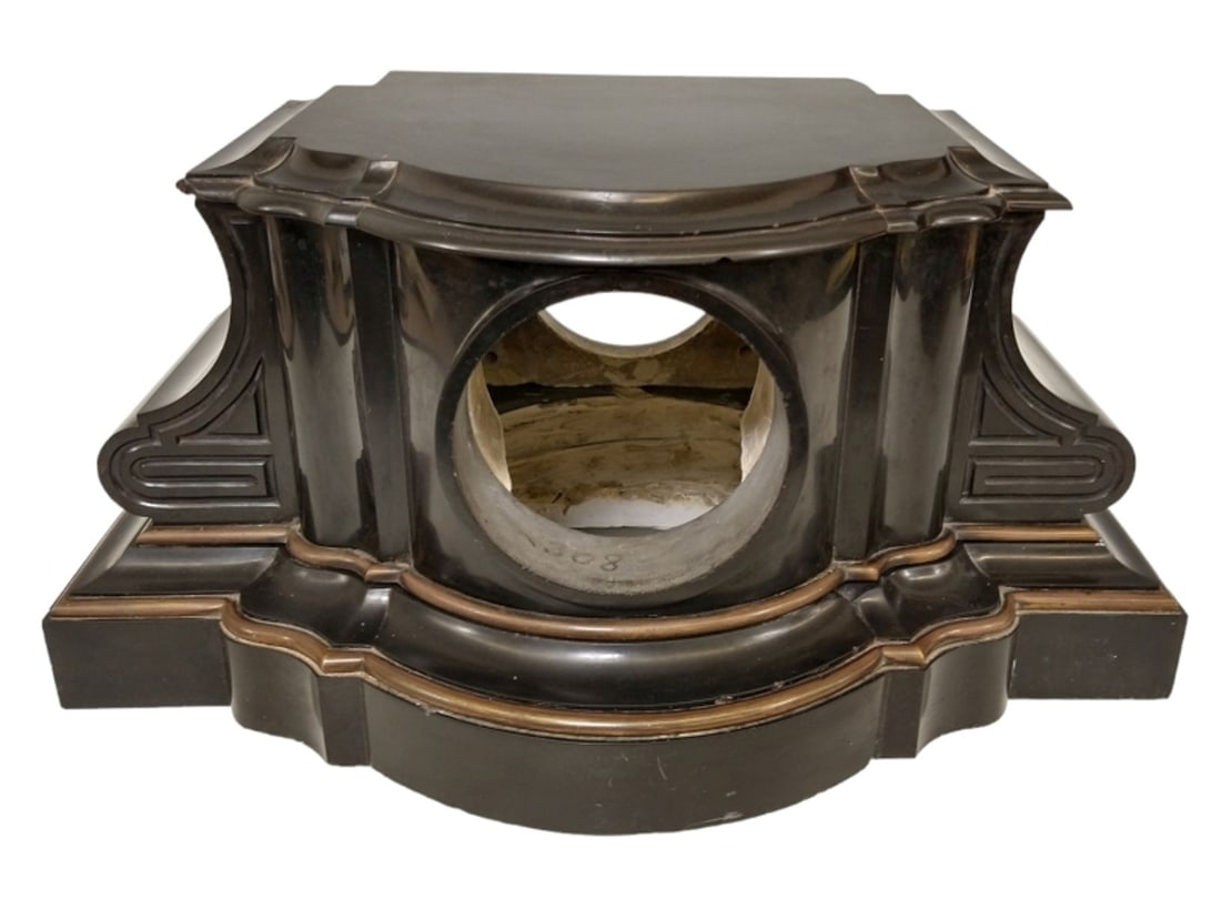 Large 2 Piece Belgian Slate or Marble Mantel Clock Case Shell: Large 2 Piece Belgian Slate or Marble Mantel Clock Case Shell: Mantel clock shell is 18.50? x 12? x 9? placed together as designed. Overall weight of the two pieces is 60 pounds.