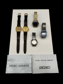 Group of Men's Watches: Seiko, Croton, Timex