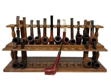 (15) Group of Smoking Pipes With Stand
