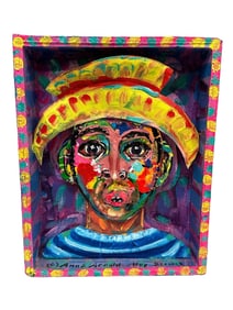 Anna Arnold Acrylic Mixed Media Painting "The Yellow Hat"