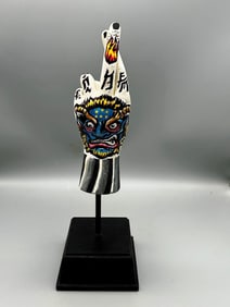 Fingers Crossed Artist Painted Sculpture