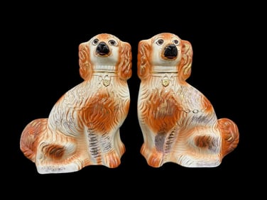 Pair of English Staffordshire Dogs Spaniels