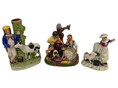 (3) Pieces of Staffordshire Figurines