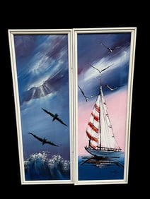 (2) Contemporary Marine Life Oils on Canvas