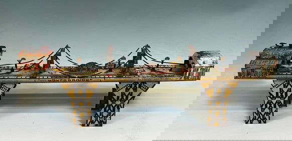 1930's Litho Busy Bridge Tin Wind Up Toy by Marx