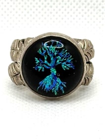 Black Opal Sterling Silver Mexican Tree Ring