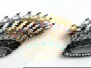 Crown Trifari Alfred Philippe Vermeil Sterling Silver Crown Brooch