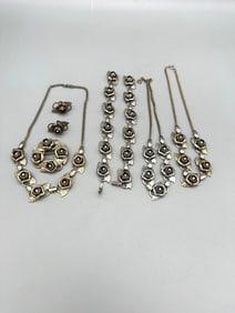 Unsigned Floral Costume Jewelry Group