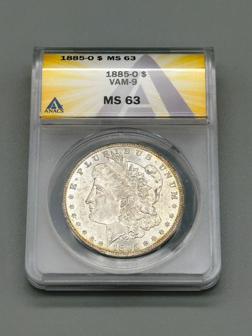 1885-O Vam-9 Morgan Silver Dollar Anacs MS 63 (1 of 2)