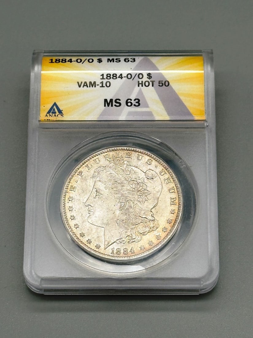 1884-O/O Vam-10 Hot 50 Morgan Silver Dollar Anacs MS 63 (1 of 2)