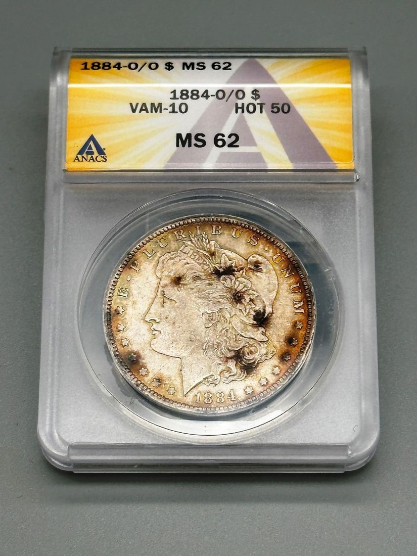 1884-O/O Vam-10 Hot 50 Morgan Silver Dollar Anacs MS 62 (1 of 2)