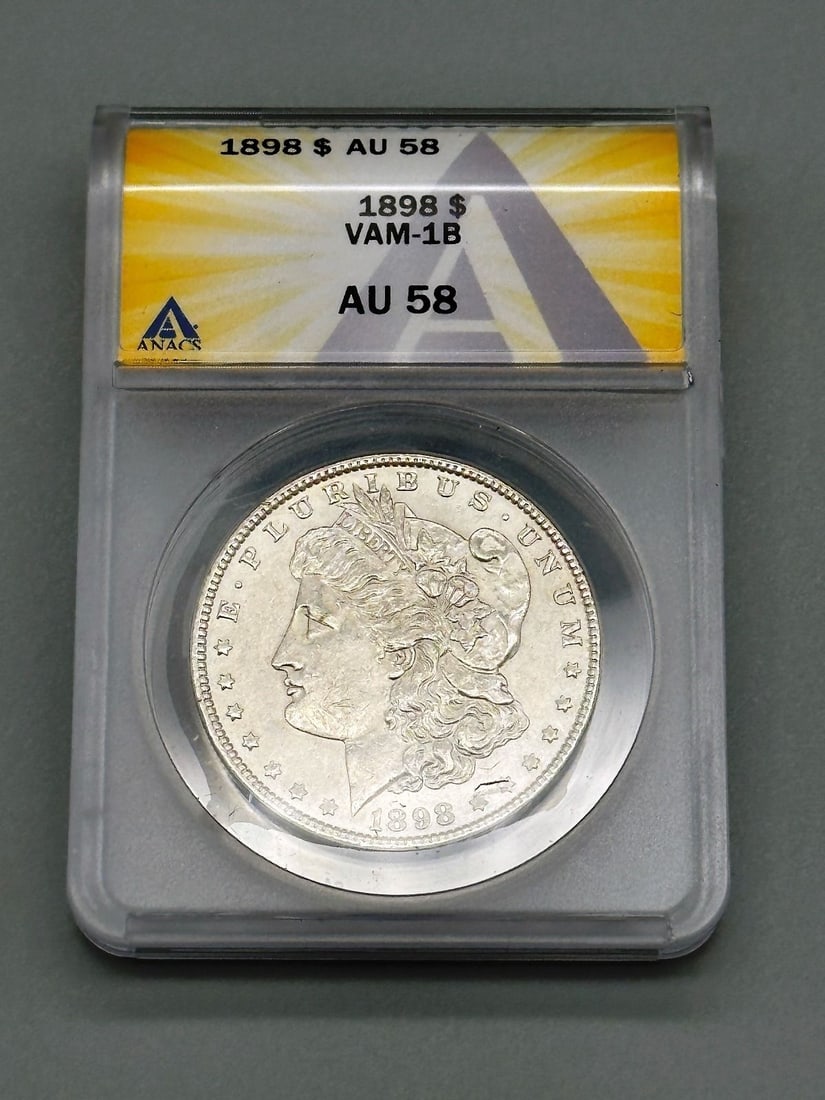 1898-P Vam-1B Morgan Silver Dollar Anacs AU 58 (1 of 2)