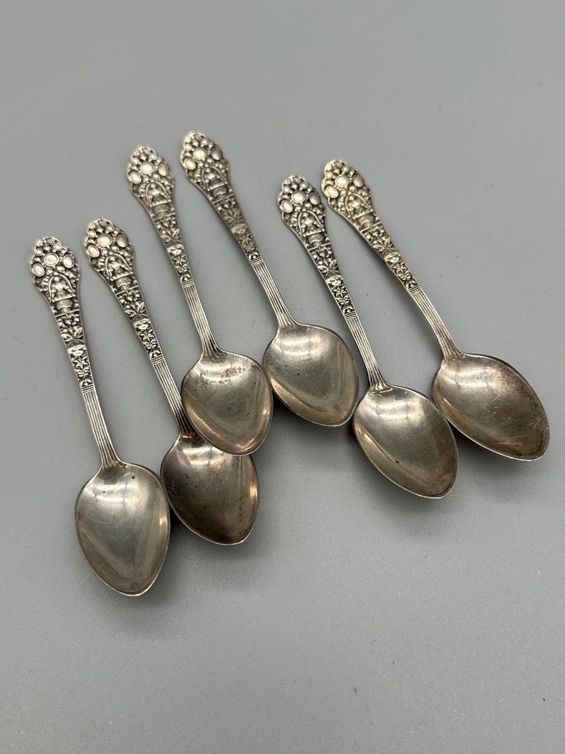(6) Sterling Silver Demitasse Spoons Gorham Old Medici (1 of 3)