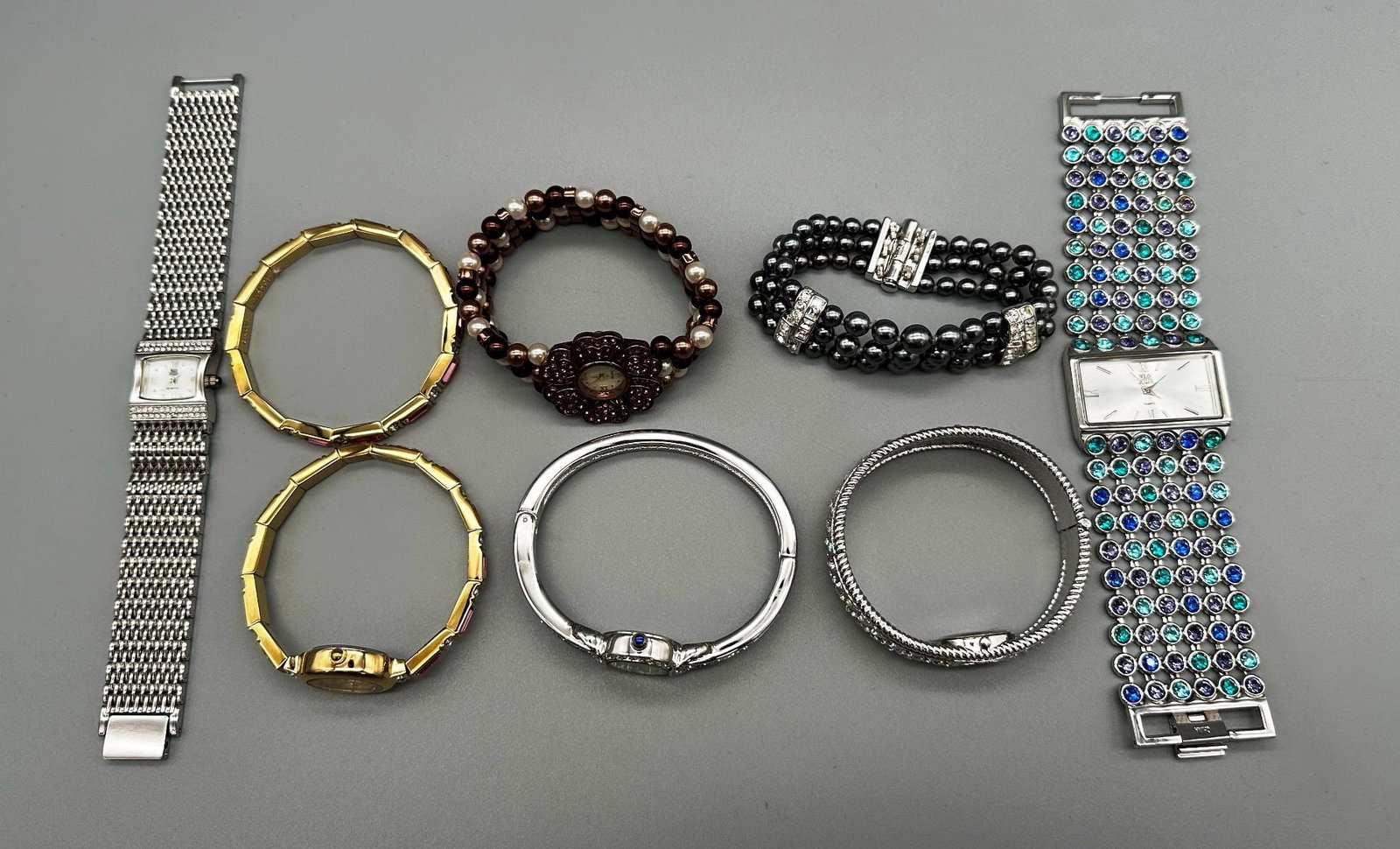 Nolan Miller Signed Glamour (6) Quartz Watches and (2) Bracelets: Nolan Miller Signed Glamour (6) Quartz Watches and (2) Bracelets.