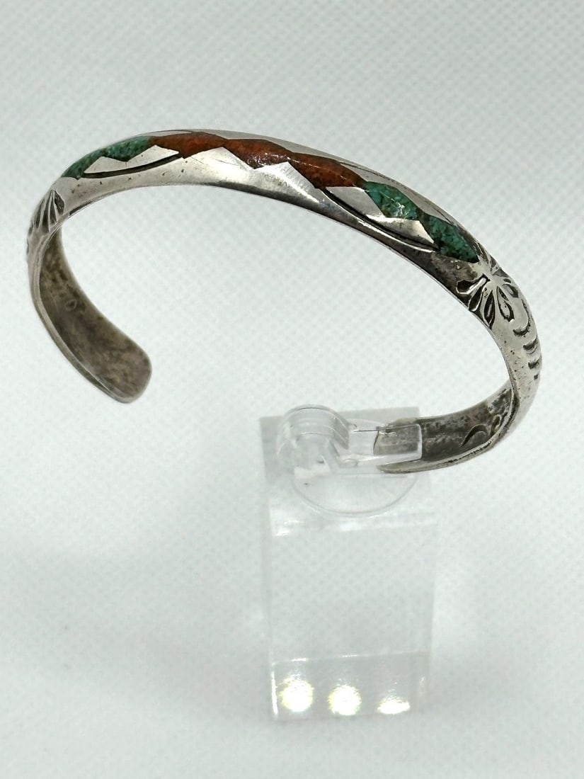 Native American Sterling Silver Turquoise Cuff Bracelet (1 of 4)
