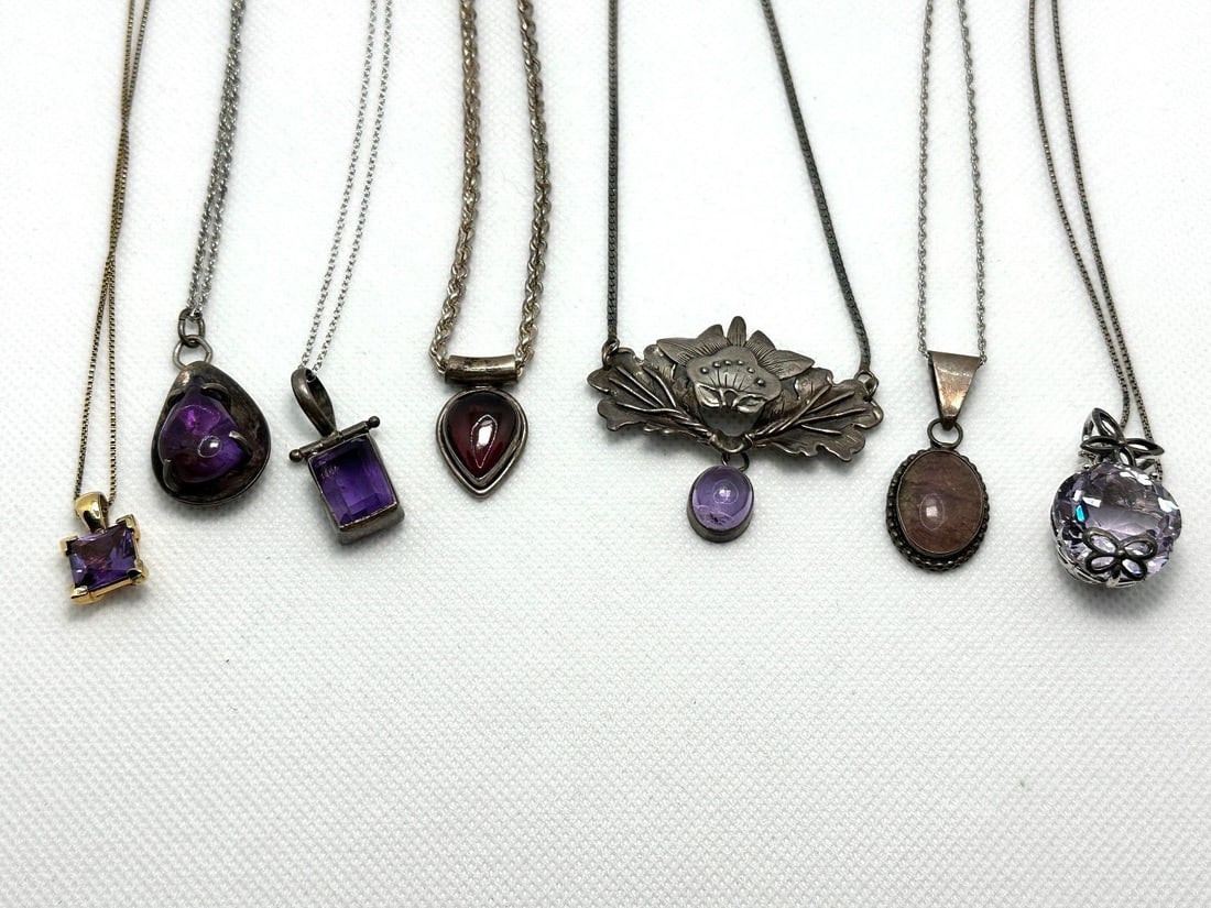 (7) Sterling Silver and Amethyst Pendant Necklaces (1 of 5)