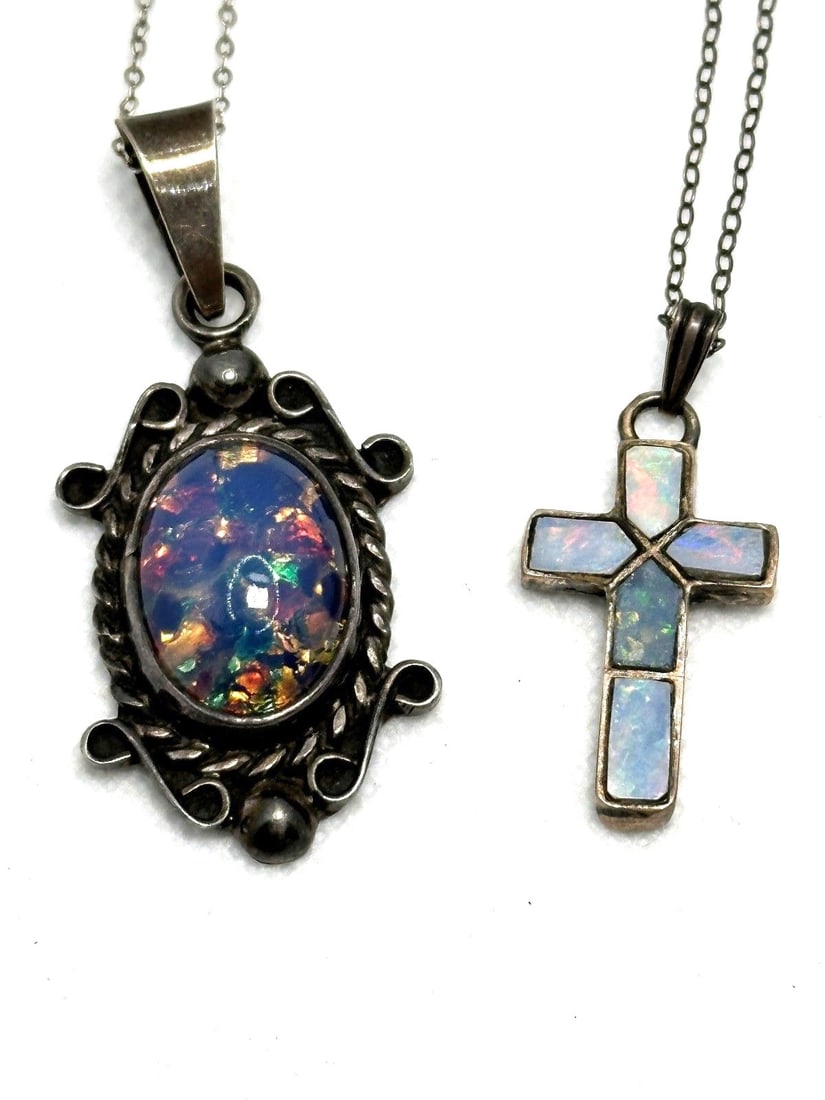 (2) Opal Pendants set in Sterling Silver (1 of 3)