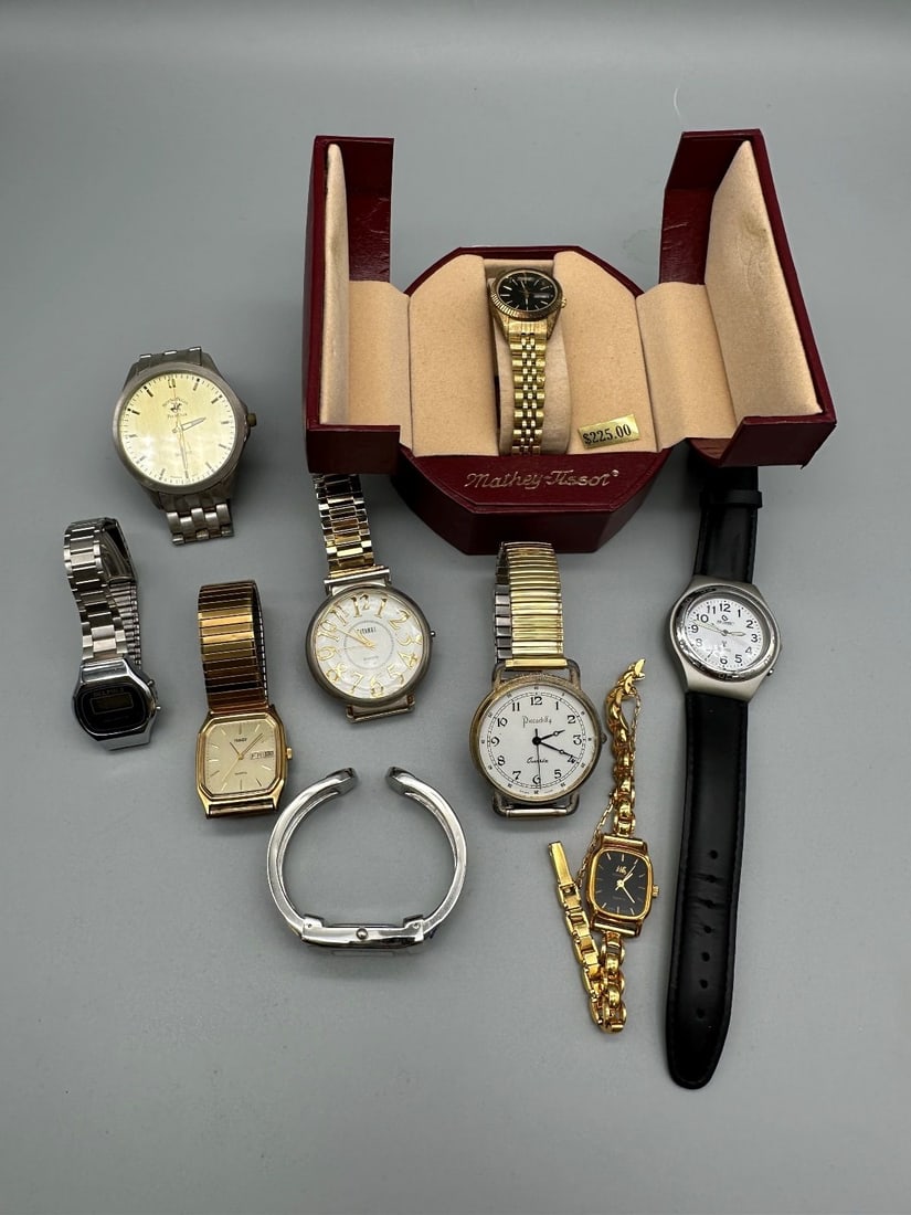 Group of Designer Watches: Group of Designer Watches: Gucci, Piccadilly, Shanghai, Beverly hills Polo Club, Mathey-Tissot, and others.