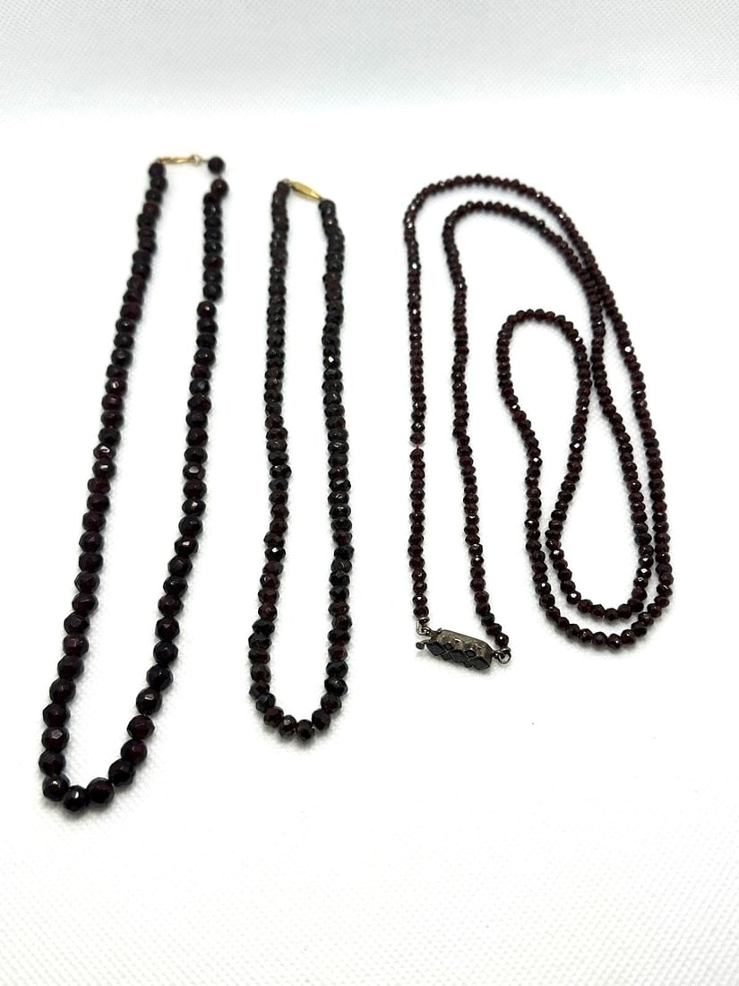 (3) Strands of Victorian Garnet Necklaces (1 of 5)