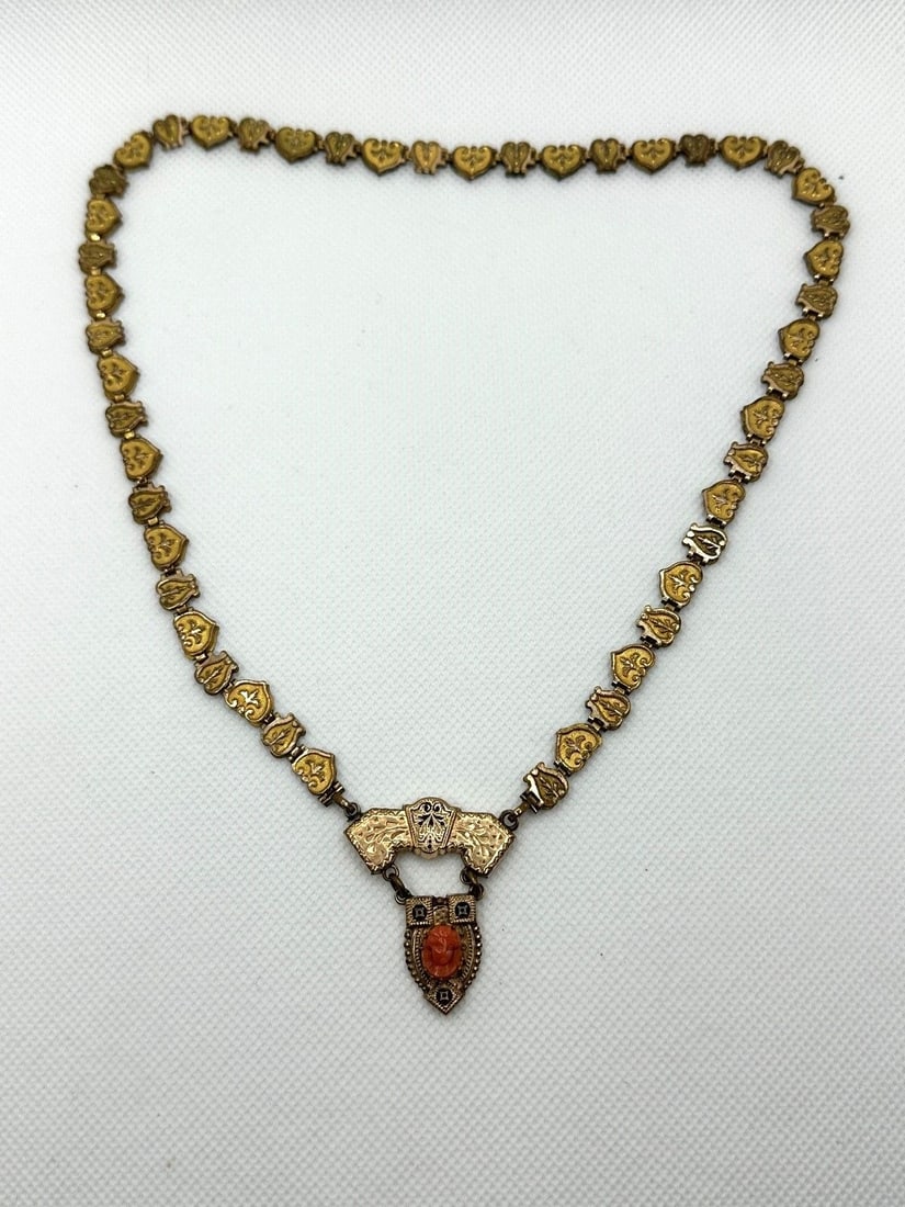 Victorian Mourning Cameo Gold Filled Necklace (1 of 6)