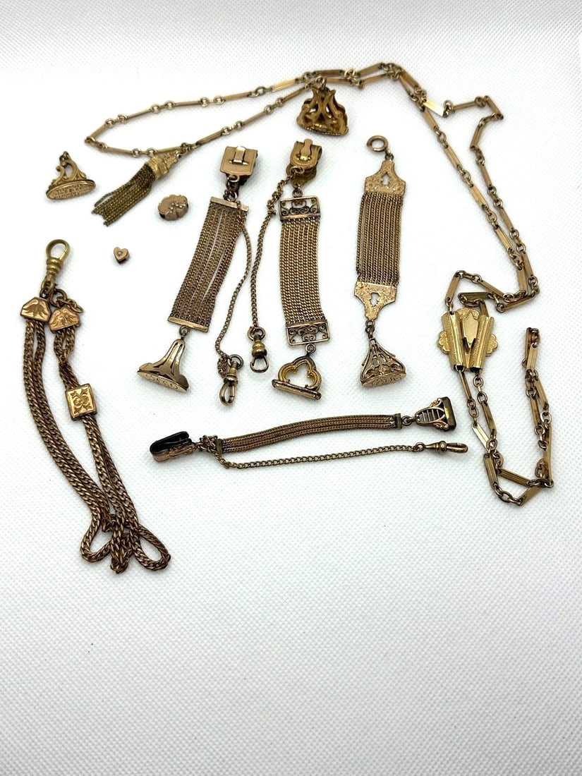 (10) Group of Gold Filled Watch Fobs and Chains (1 of 8)