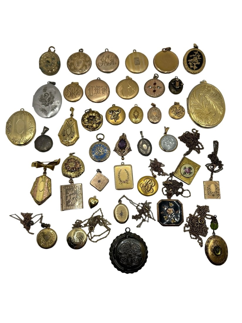 (40) Gold Filled Victorian Mourning Lockets and Pendants (1 of 7)