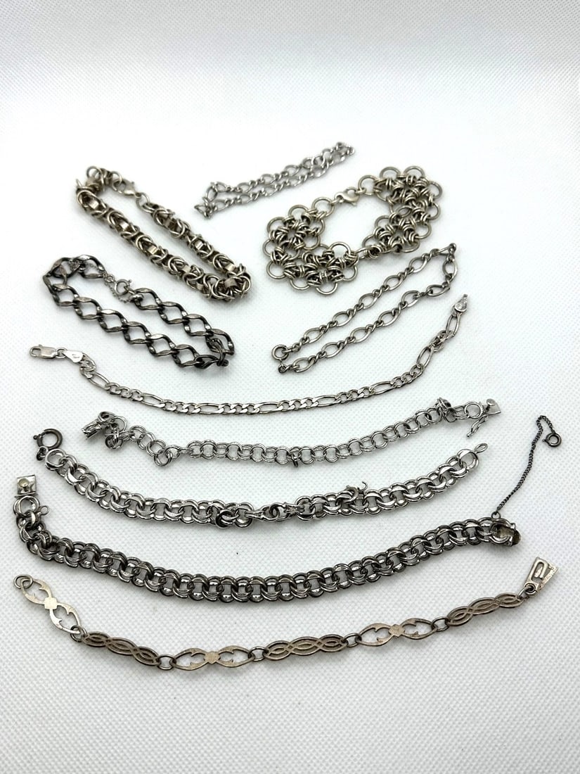 (10) Sterling Silver Charms Bracelets No Charms (1 of 5)