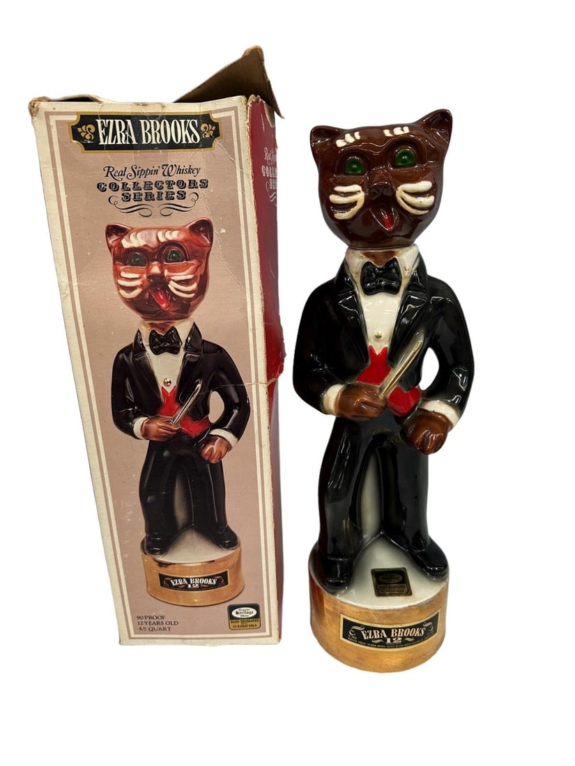 1970 Ezra Brooks Katz Decanter Cat with Original Box (1 of 5)