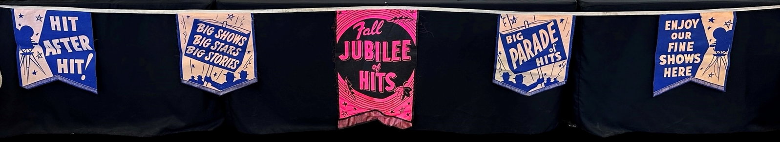 Hit After Hit Fall Jubilee of Hits Vintage Banner: Hit After Hit Fall Jubilee of Hits Vintage Banner measures 18 feet long. Individual banners measure 18 x 15" and 27 x 17".