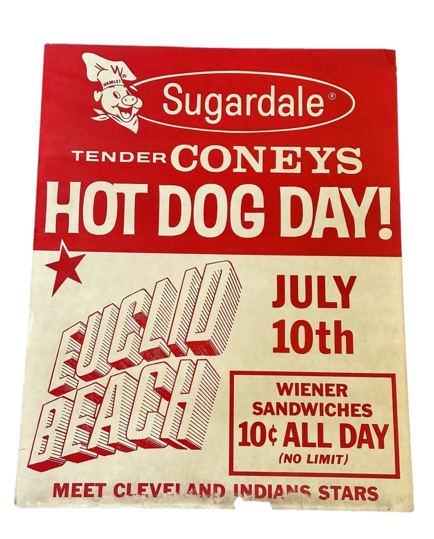 Euclid Beach Hot Dog Day! Sugardale Tender Coneys Advertising Sign (1 of 4)