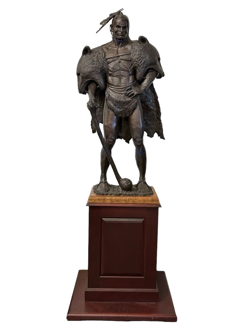 Jud Hartmann Monumental Bronze 'Susquehannock' Iroquois Warrior on Pedestal (1 of 20)