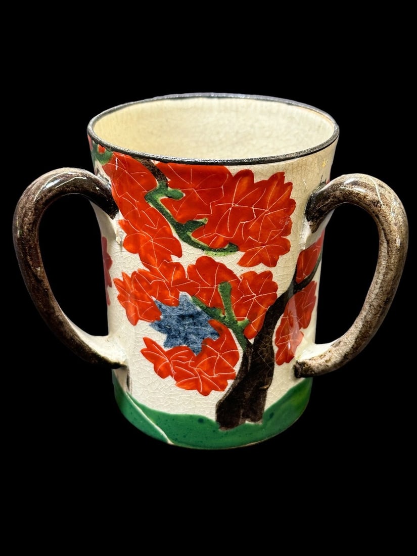 c. 1877 Kyoto Ceramic Three Handle Mug (1 of 3)