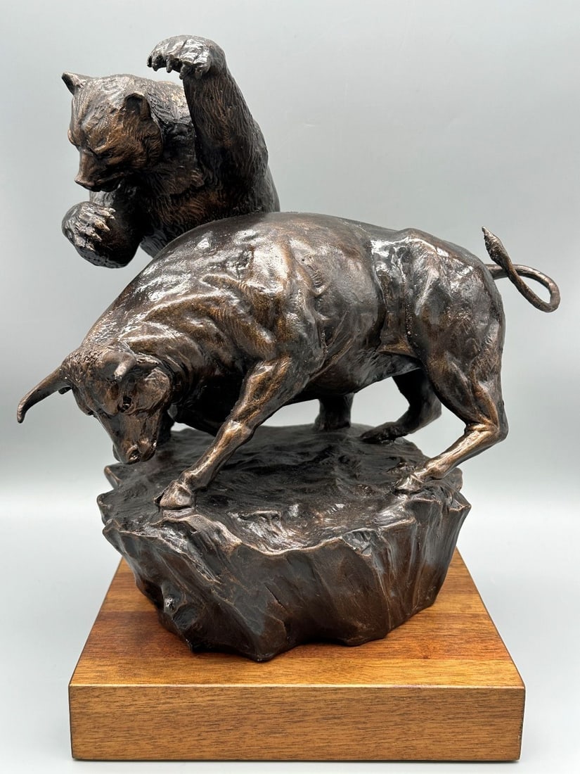 William Dean Kilpatrick Composite Over Metal Sculpture; Bull and Bear (1 of 6)