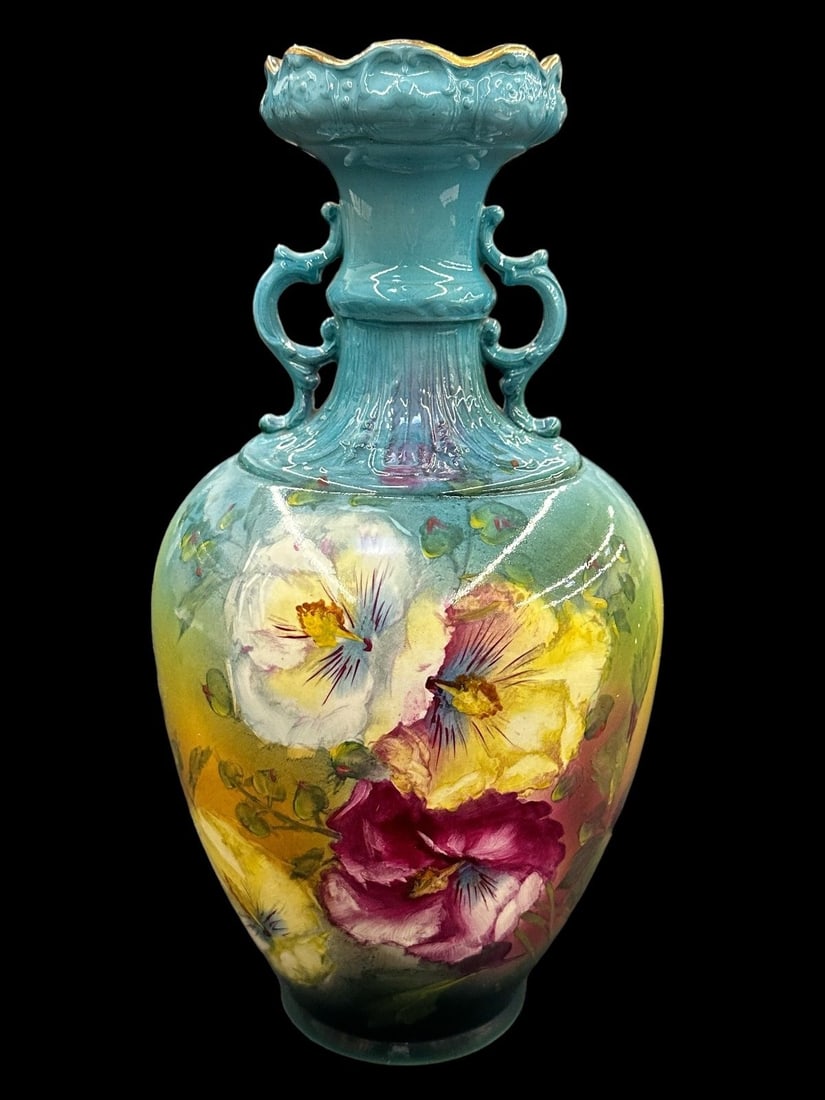 Royal Bonn Chrysanthemum Vase: Royal Bonn Chrysanthemum Vase: German measures 11.25" tall, hand painted.