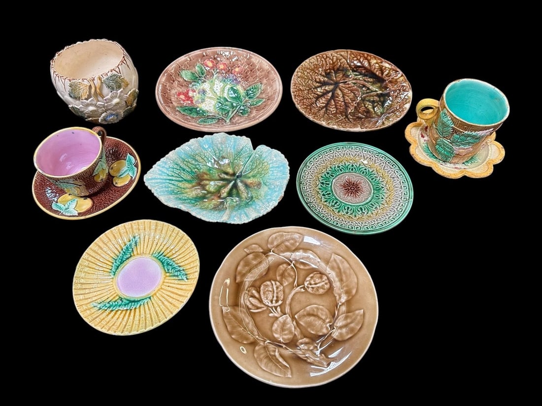 (7) Group of Majolica Dishes (1 of 9)