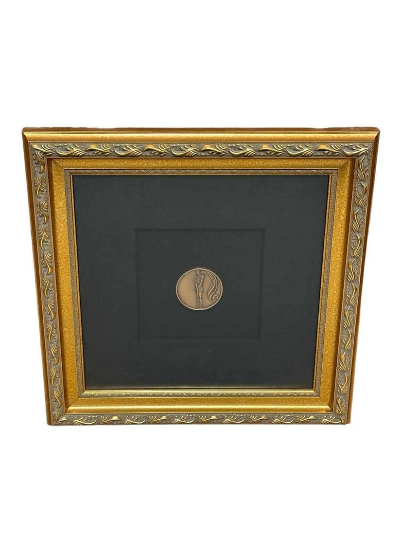 1988 Ert? (Romain de Tirtoff 1892-1990) Bronze "Bonds of Love" Medallion in Gilt Shadow Box (1 of 5)