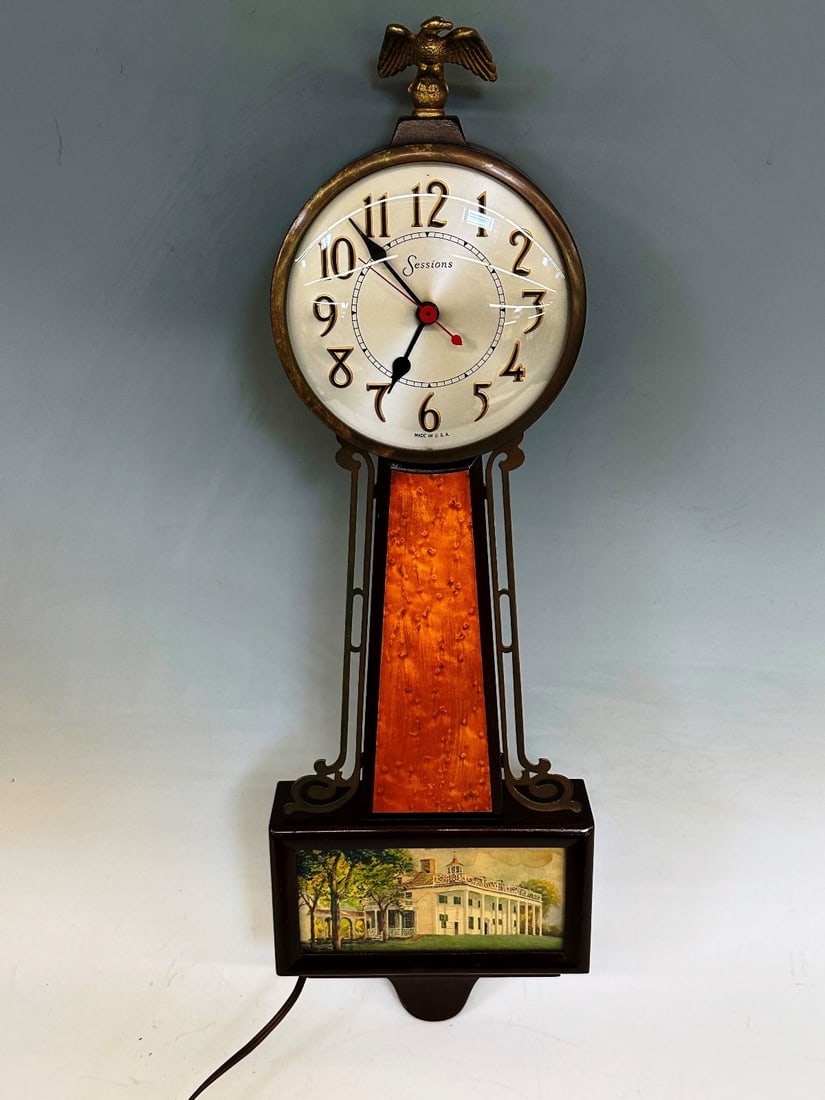 Vintage Sessions Banjo Style Wall Clock with Eagle Finial (1 of 7)