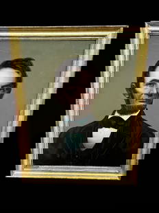 Abraham Lincoln Portrait Reverse Painting on Glass Attributed to William Matthew Prior (1806 to: Abraham Lincoln Portrait Reverse Painting on Glass Attributed to William Matthew Prior (1806 to 1873): (Provenance; From the VOSE Gallery in Boston Harry Figgie Executive Office) Framed and measuring