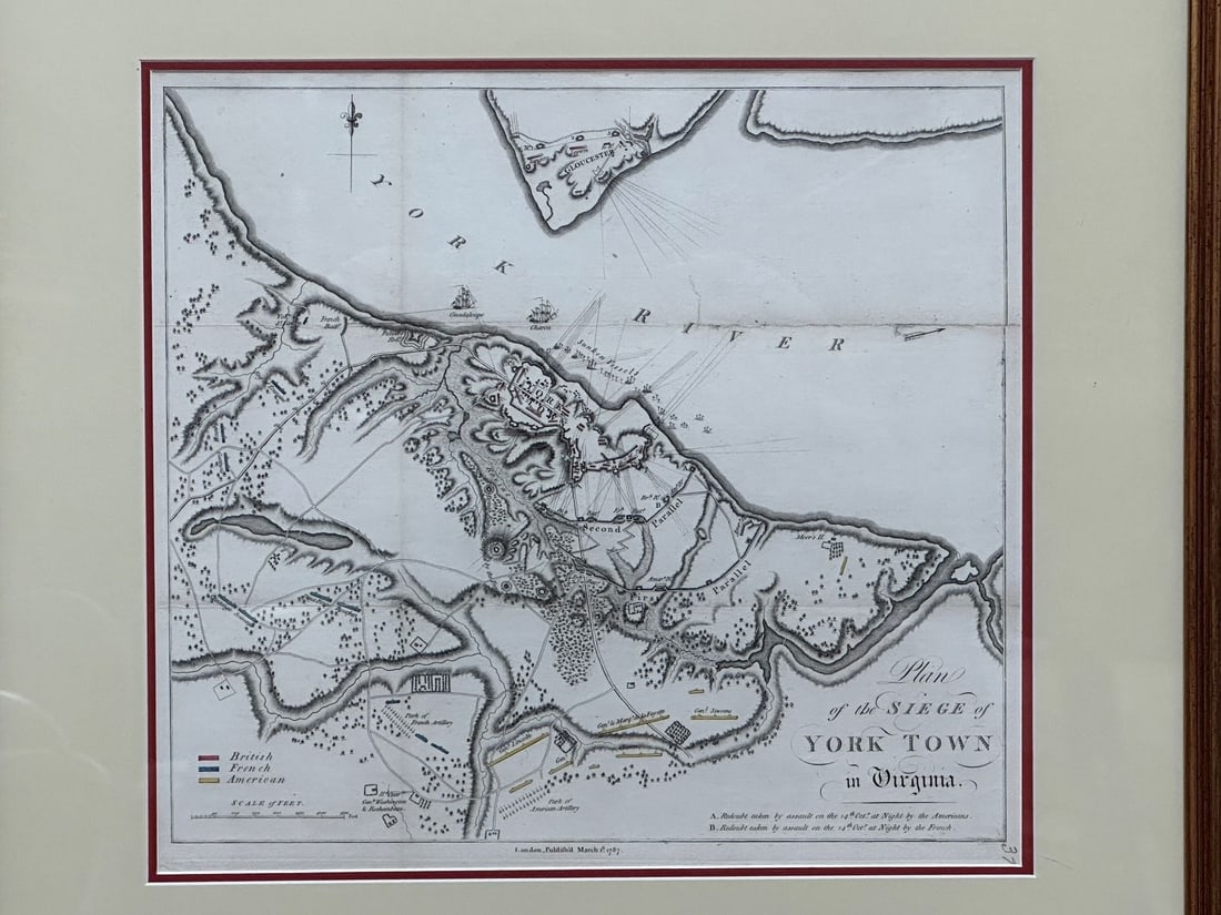 Charles Stedman, (Amer. 1753-1812), Plan of the Siege of Yorktown in Virginia, Engraving (1 of 9)