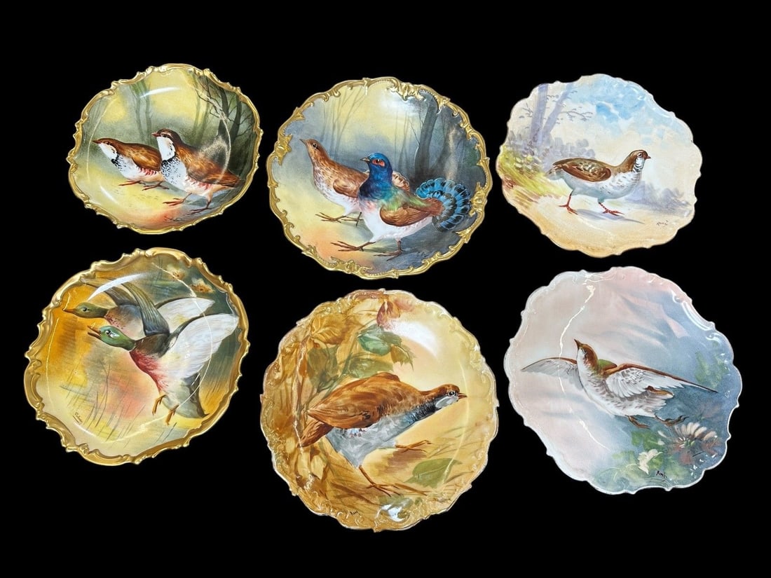 (6) Ruffled Edge Hand Painted Bird Portrait Plates (1 of 1)