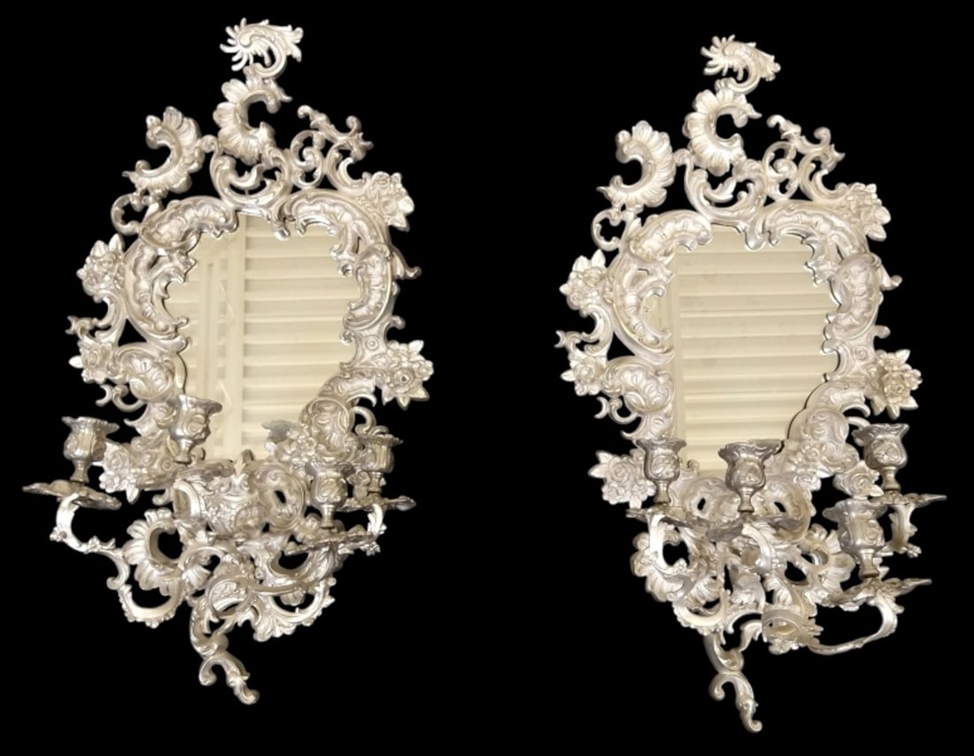 Pair of 28? Figural Horned Devil Head Wall Mirror and 4 Arm Sconces (1 of 8)