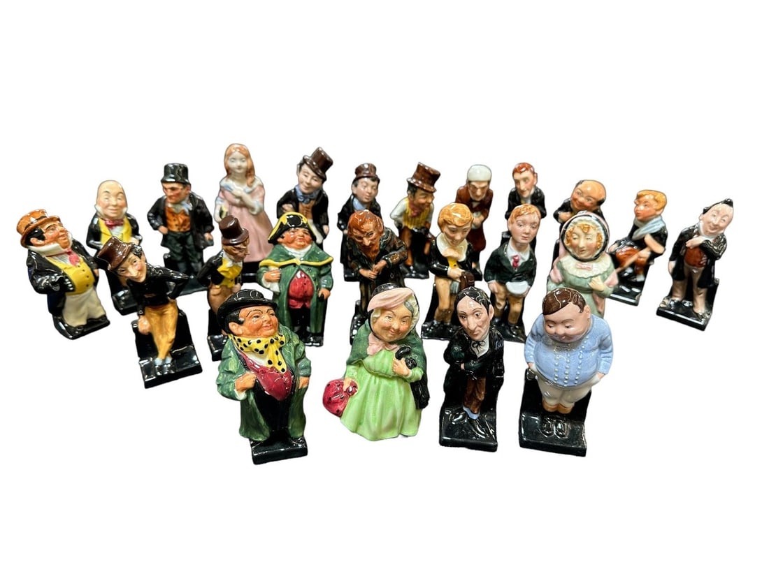 (23) Group of Royal Doulton Mini Figurines Charles Dickens: (23) Group of Royal Doulton Mini Figurines Charles Dickens: Measure approximately 4" tall.