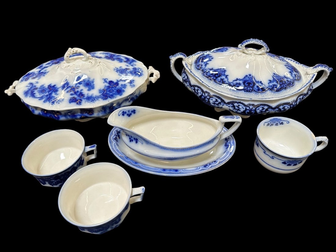 Group of Flow Blue Dishes (1 of 3)