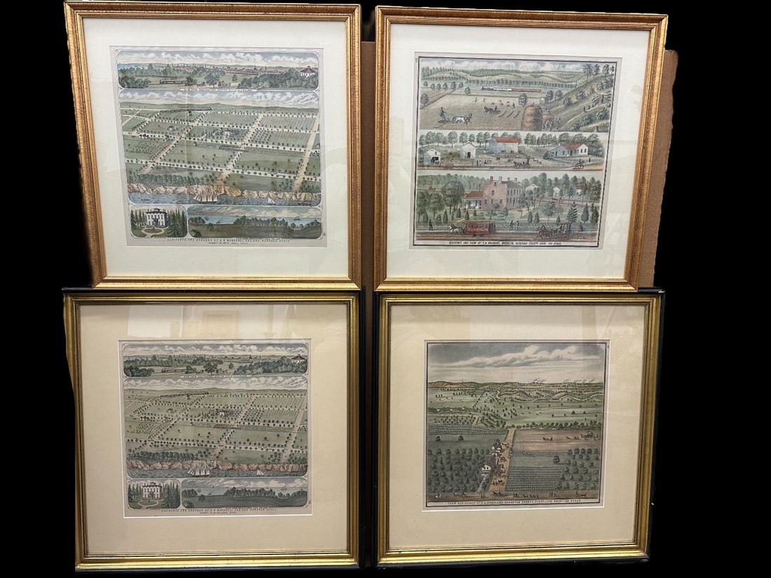 (4) Hand Colored Engravings Cleveland Residences (1 of 9)