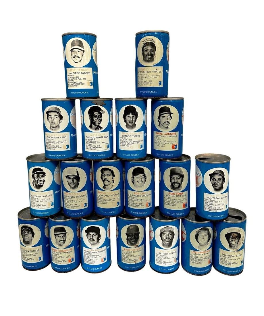 (19) 1970's RC Cola Pull Tab Cans with Baseball Star Players (1 of 2)