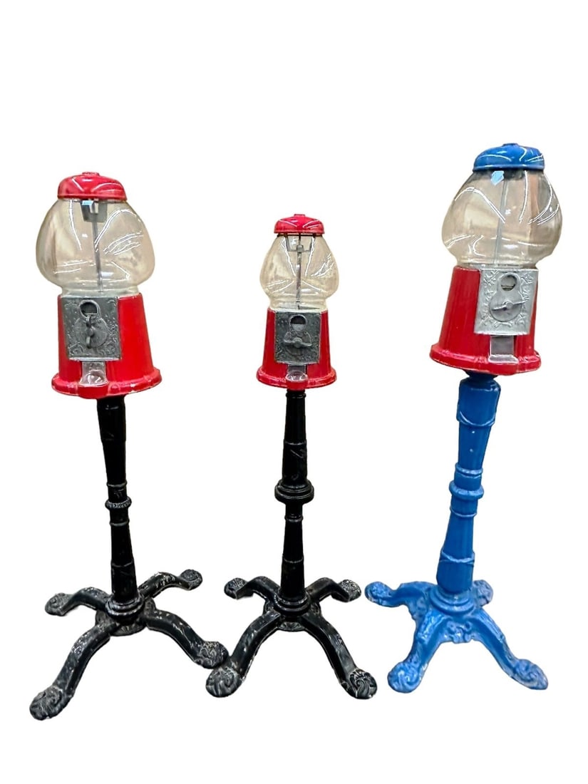 (3) Carousel Gumball Machines on Stands: (3) Carousel Gumball Machines on Stands. These machines measure 35", 37" and 39" tall.